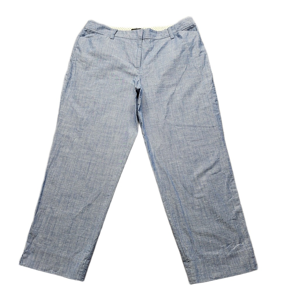 Talbots Perfect Crop Pants Womens Size 12 Blue Flat Front Curvy Fit Straight Leg